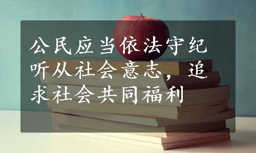 公民应当依法守纪听从社会意志，追求社会共同福利