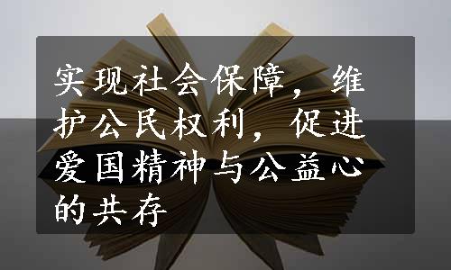 实现社会保障，维护公民权利，促进爱国精神与公益心的共存