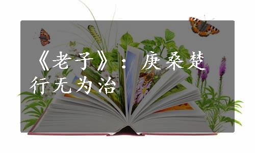 《老子》：庚桑楚行无为治