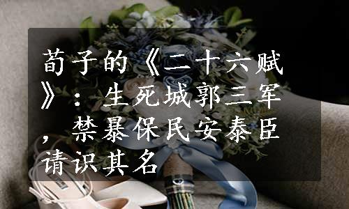 荀子的《二十六赋》：生死城郭三军，禁暴保民安泰臣请识其名