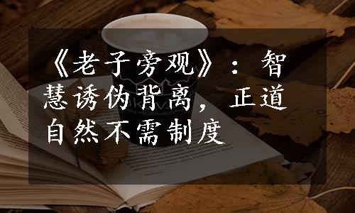 《老子旁观》：智慧诱伪背离，正道自然不需制度