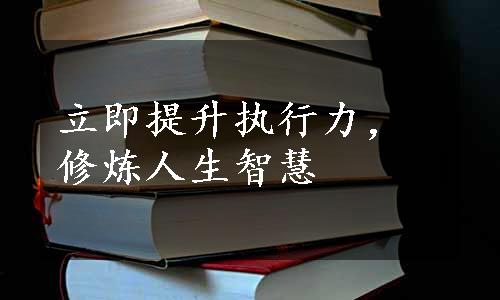 立即提升执行力，修炼人生智慧