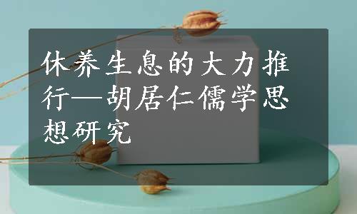 休养生息的大力推行—胡居仁儒学思想研究