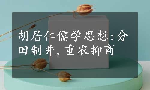 胡居仁儒学思想:分田制井,重农抑商