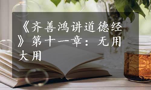 《齐善鸿讲道德经》第十一章：无用大用