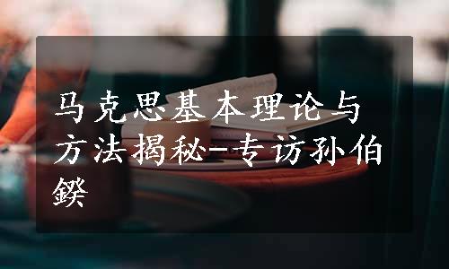 马克思基本理论与方法揭秘-专访孙伯鍨