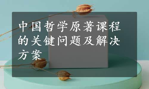 中国哲学原著课程的关键问题及解决方案