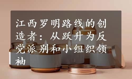 江西罗明路线的创造者：从跃升为反党派别和小组织领袖