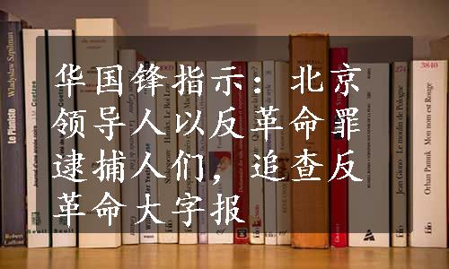 华国锋指示：北京领导人以反革命罪逮捕人们，追查反革命大字报