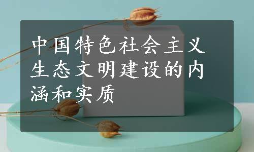 中国特色社会主义生态文明建设的内涵和实质