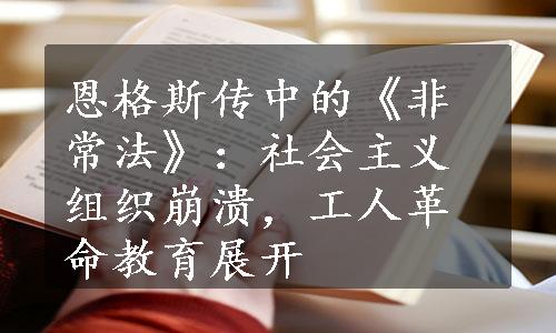 恩格斯传中的《非常法》：社会主义组织崩溃，工人革命教育展开