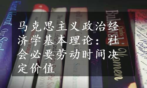 马克思主义政治经济学基本理论：社会必要劳动时间决定价值