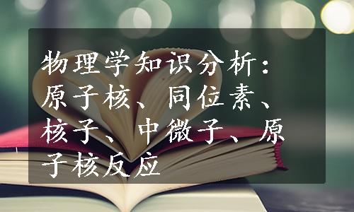 物理学知识分析：原子核、同位素、核子、中微子、原子核反应