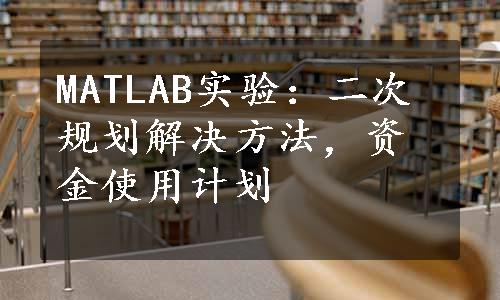 MATLAB实验：二次规划解决方法，资金使用计划