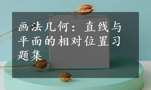 画法几何：直线与平面的相对位置习题集