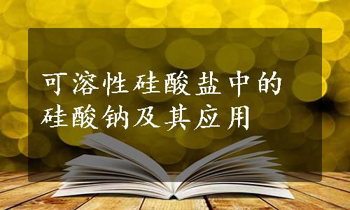 可溶性硅酸盐中的硅酸钠及其应用