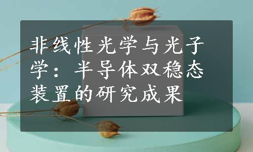 非线性光学与光子学：半导体双稳态装置的研究成果