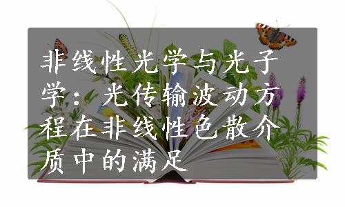 非线性光学与光子学：光传输波动方程在非线性色散介质中的满足