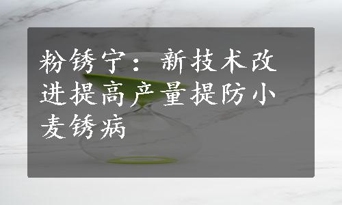 粉锈宁：新技术改进提高产量提防小麦锈病