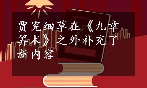 贾宪细草在《九章筭术》之外补充了新内容