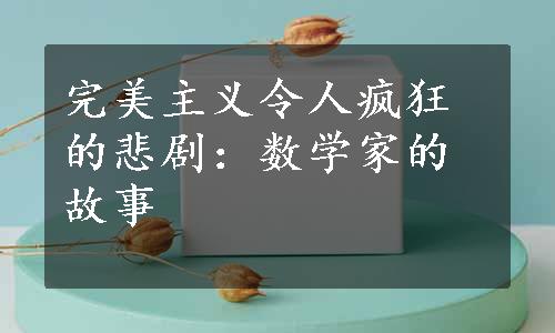 完美主义令人疯狂的悲剧：数学家的故事