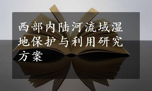 西部内陆河流域湿地保护与利用研究方案