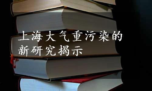 上海大气重污染的新研究揭示