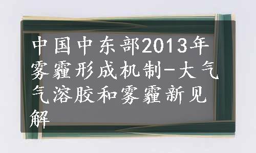 中国中东部2013年雾霾形成机制-大气气溶胶和雾霾新见解