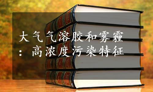 大气气溶胶和雾霾：高浓度污染特征