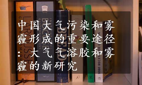 中国大气污染和雾霾形成的重要途径：大气气溶胶和雾霾的新研究