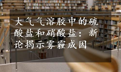 大气气溶胶中的硫酸盐和硝酸盐：新论揭示雾霾成因