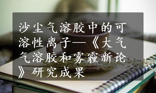 沙尘气溶胶中的可溶性离子—《大气气溶胶和雾霾新论》研究成果