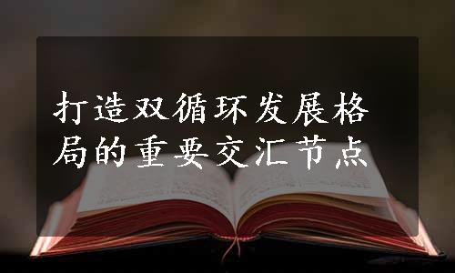 打造双循环发展格局的重要交汇节点