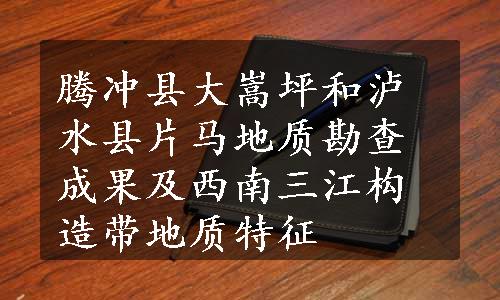 腾冲县大嵩坪和泸水县片马地质勘查成果及西南三江构造带地质特征