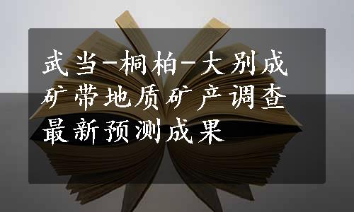 武当-桐柏-大别成矿带地质矿产调查最新预测成果