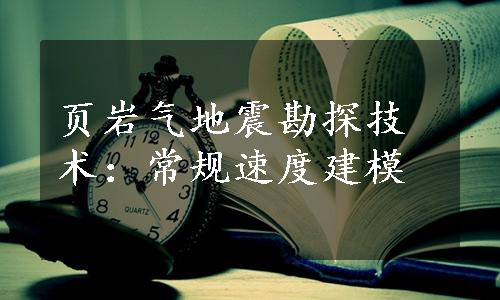 页岩气地震勘探技术：常规速度建模