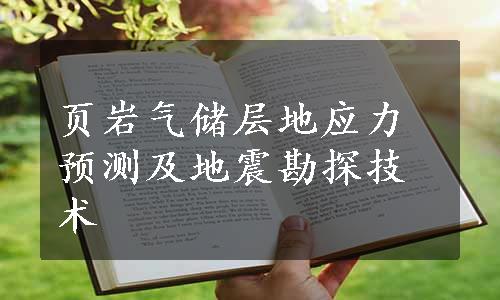 页岩气储层地应力预测及地震勘探技术