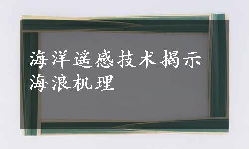 海洋遥感技术揭示海浪机理