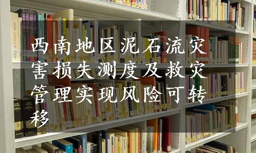 西南地区泥石流灾害损失测度及救灾管理实现风险可转移