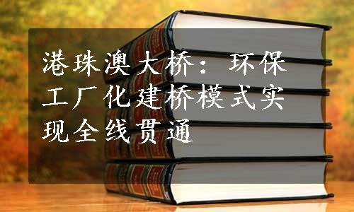 港珠澳大桥：环保工厂化建桥模式实现全线贯通