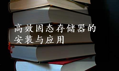 高效固态存储器的安装与应用