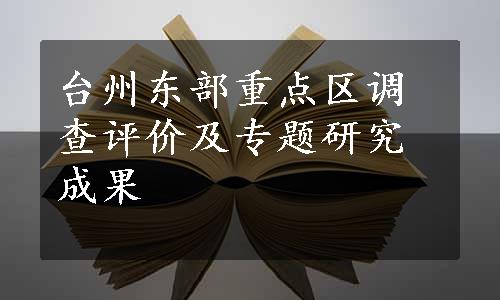 台州东部重点区调查评价及专题研究成果