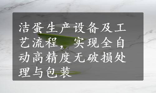 洁蛋生产设备及工艺流程，实现全自动高精度无破损处理与包装