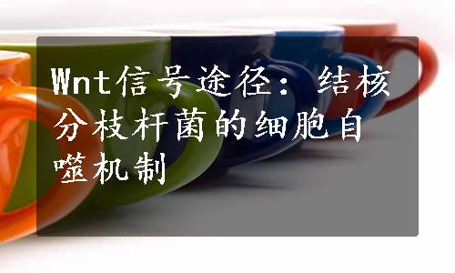 Wnt信号途径：结核分枝杆菌的细胞自噬机制