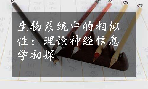 生物系统中的相似性：理论神经信息学初探