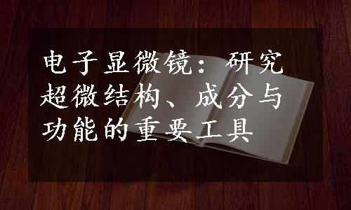 电子显微镜：研究超微结构、成分与功能的重要工具