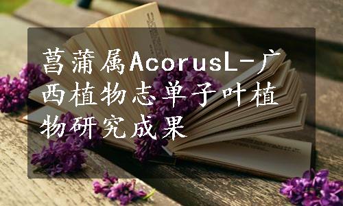 菖蒲属AcorusL-广西植物志单子叶植物研究成果