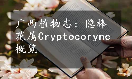 广西植物志：隐棒花属Cryptocoryne概览