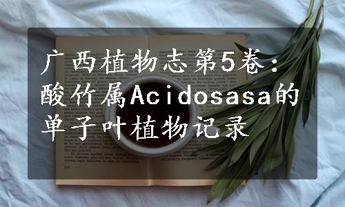 广西植物志第5卷：酸竹属Acidosasa的单子叶植物记录