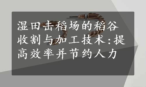 湿田击稻场的稻谷收割与加工技术:提高效率并节约人力